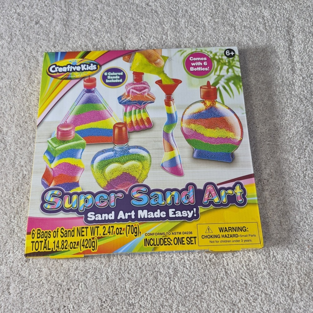 Super Sand Art Activity Craft Kit Creative Kids New Necklace 6 Bottles 6 Colors